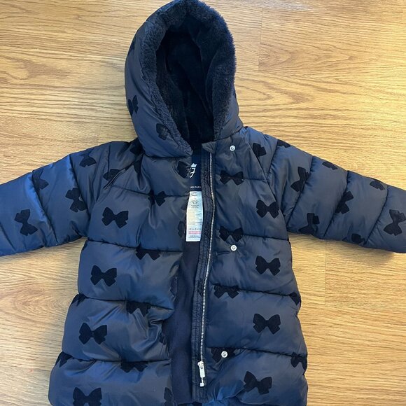 Jacadi Mid-Length Padded Coat with Bow Print, 3T - Picture 1 of 3